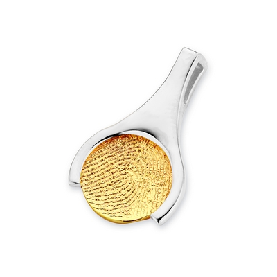 Memory Pendant i guld med kant i hvidguld
