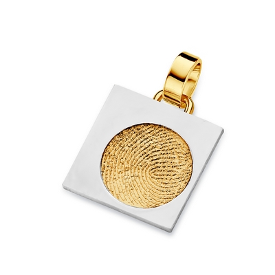 Sky Pendant i guld med kant i hvidguld