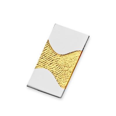 Wave Pendant i guld med kant i hvidguld